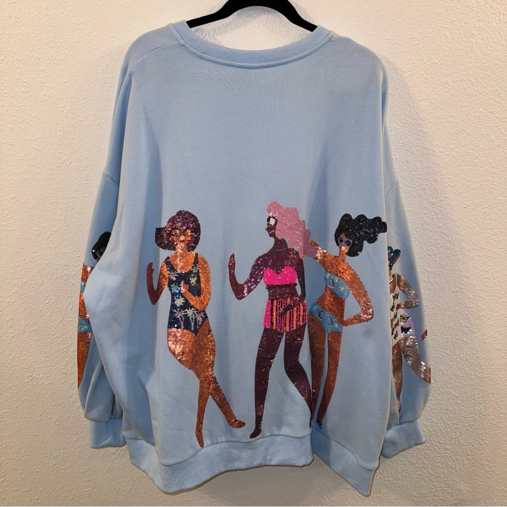 Light Blue Swimsuit Girl Icon Sweatshirt by Queen of Sparkles. - Picture 5 of 6